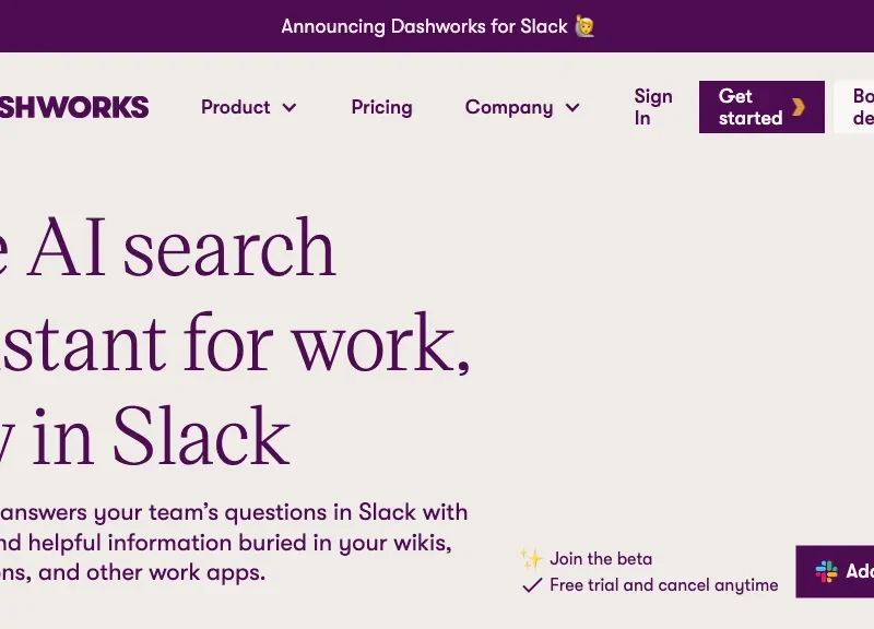Dashworks for Slack