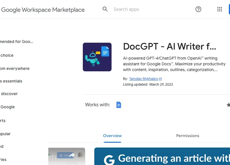 DocGPT AI Writer for Docs