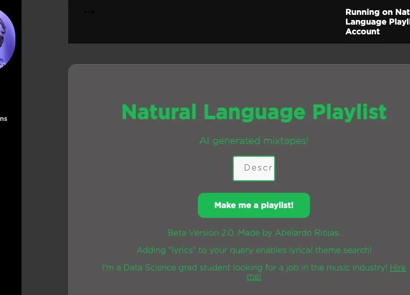 Natural Language Playlist
