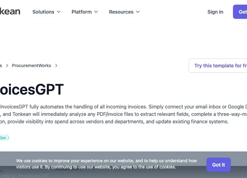 Tonkean InvoicesGPT