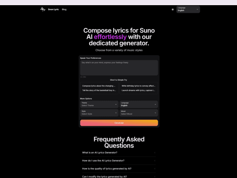 Snon Lyric - Intelligent Lyric Creation Tool